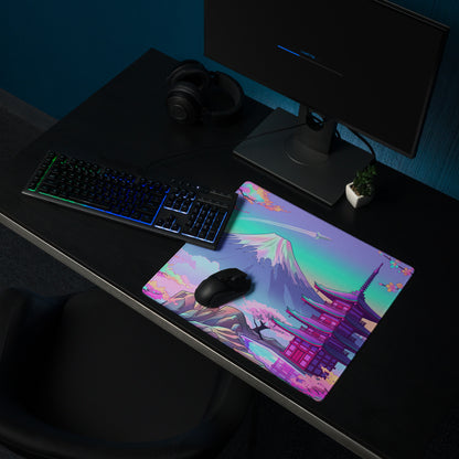 Vaporwave Neon Sakura Mouse Pad - Vaporwave Mouse Pad Pastel Purple Turquoise Desk Setup Dreamy Mood Retro Futurism