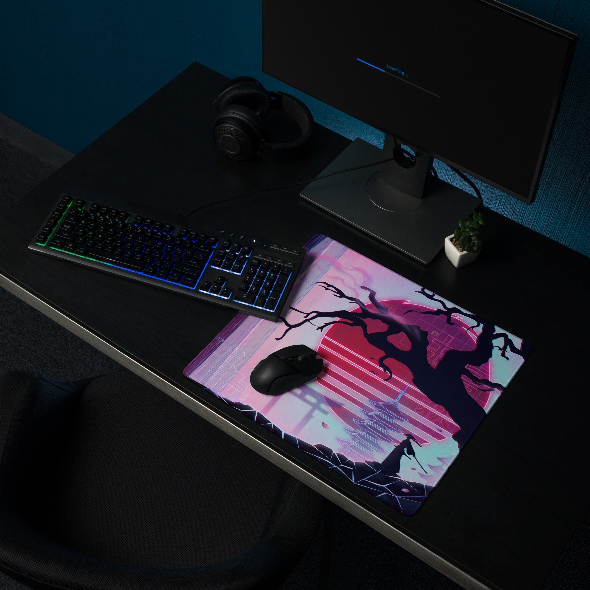 Vaporwave Neon Mouse Pad - Mouse Pad Pink Purple Neon Gaming Desk Vaporwave Neon Retro Mood Non Slip Large Digital Print