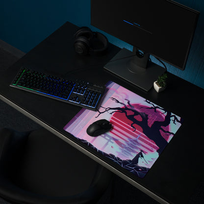 Vaporwave Neon Mouse Pad - Mouse Pad Pink Purple Neon Gaming Desk Vaporwave Neon Retro Mood Non Slip Large Digital Print