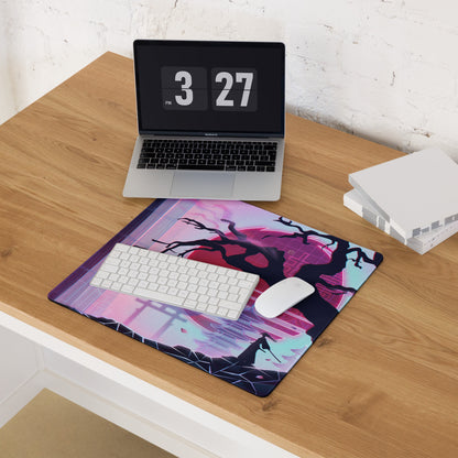 Vaporwave Neon Mouse Pad - Mouse Pad Pink Purple Neon Gaming Desk Vaporwave Neon Retro Mood Non Slip Large Digital Print