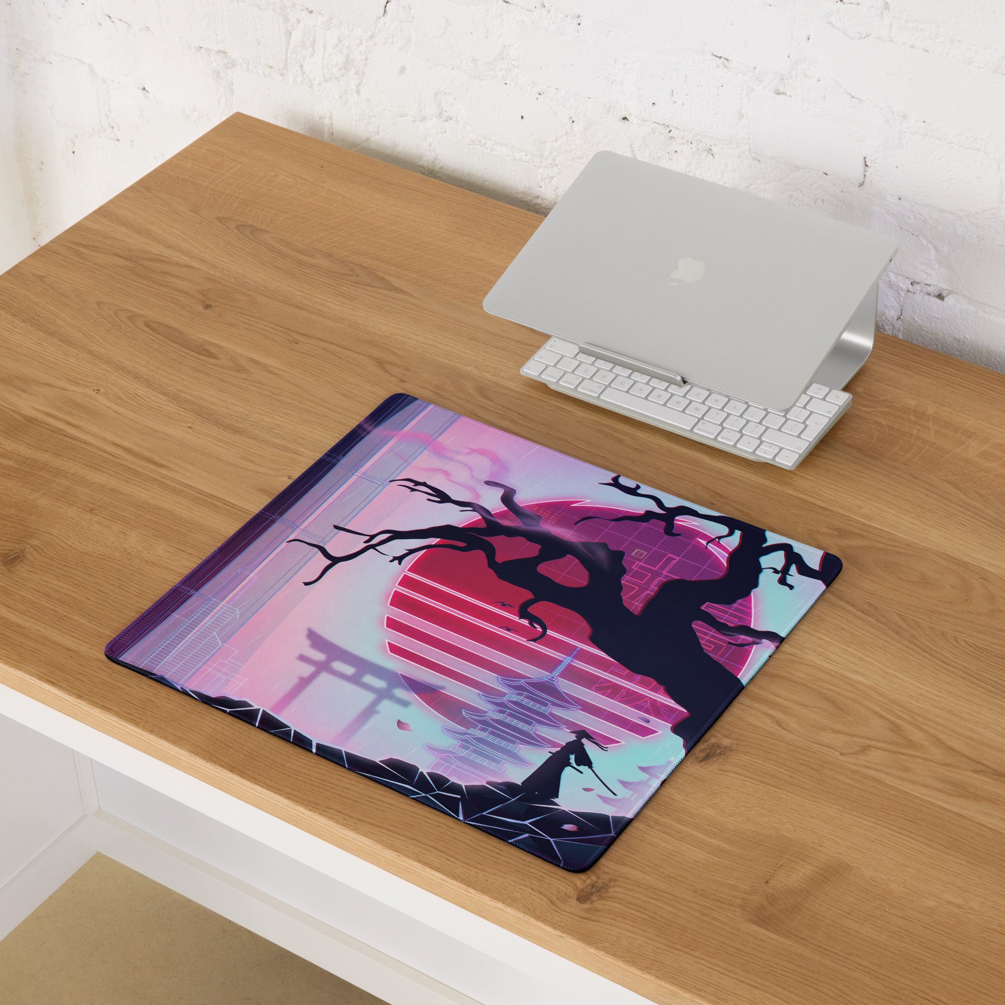 Vaporwave Neon Mouse Pad - Mouse Pad Pink Purple Neon Gaming Desk Vaporwave Neon Retro Mood Non Slip Large Digital Print