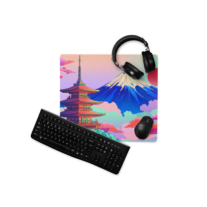 Vaporwave Neon Cityscape Mouse Pad - Gaming Mouse Pad Pastel Pink Purple Teal Sunset Desk Dreamy Retro Futurism Desk Mat