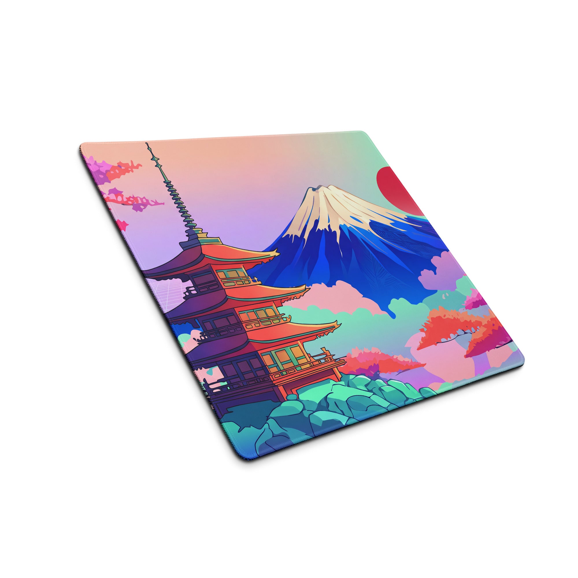 Vaporwave Neon Cityscape Mouse Pad - Gaming Mouse Pad Pastel Pink Purple Teal Sunset Desk Dreamy Retro Futurism Desk Mat