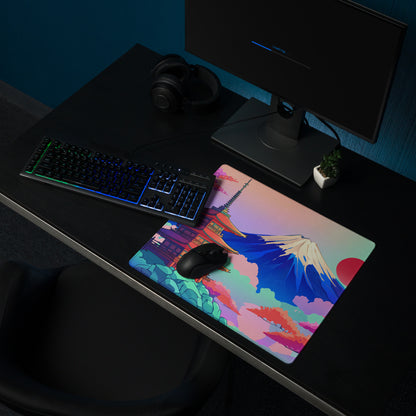 Vaporwave Neon Cityscape Mouse Pad - Gaming Mouse Pad Pastel Pink Purple Teal Sunset Desk Dreamy Retro Futurism Desk Mat