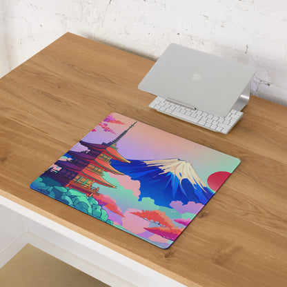 Vaporwave Neon Cityscape Mouse Pad - Gaming Mouse Pad Pastel Pink Purple Teal Sunset Desk Dreamy Retro Futurism Desk Mat