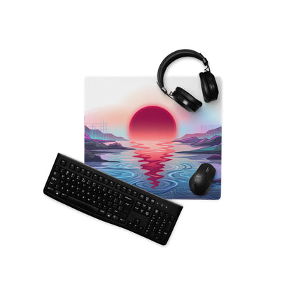 Vaporwave Neon Gaming Mouse Pad - Gaming Mouse Pad Neon Pink Purple Blue Desk Vaporwave Dreamy Nostalgia Aesthetic
