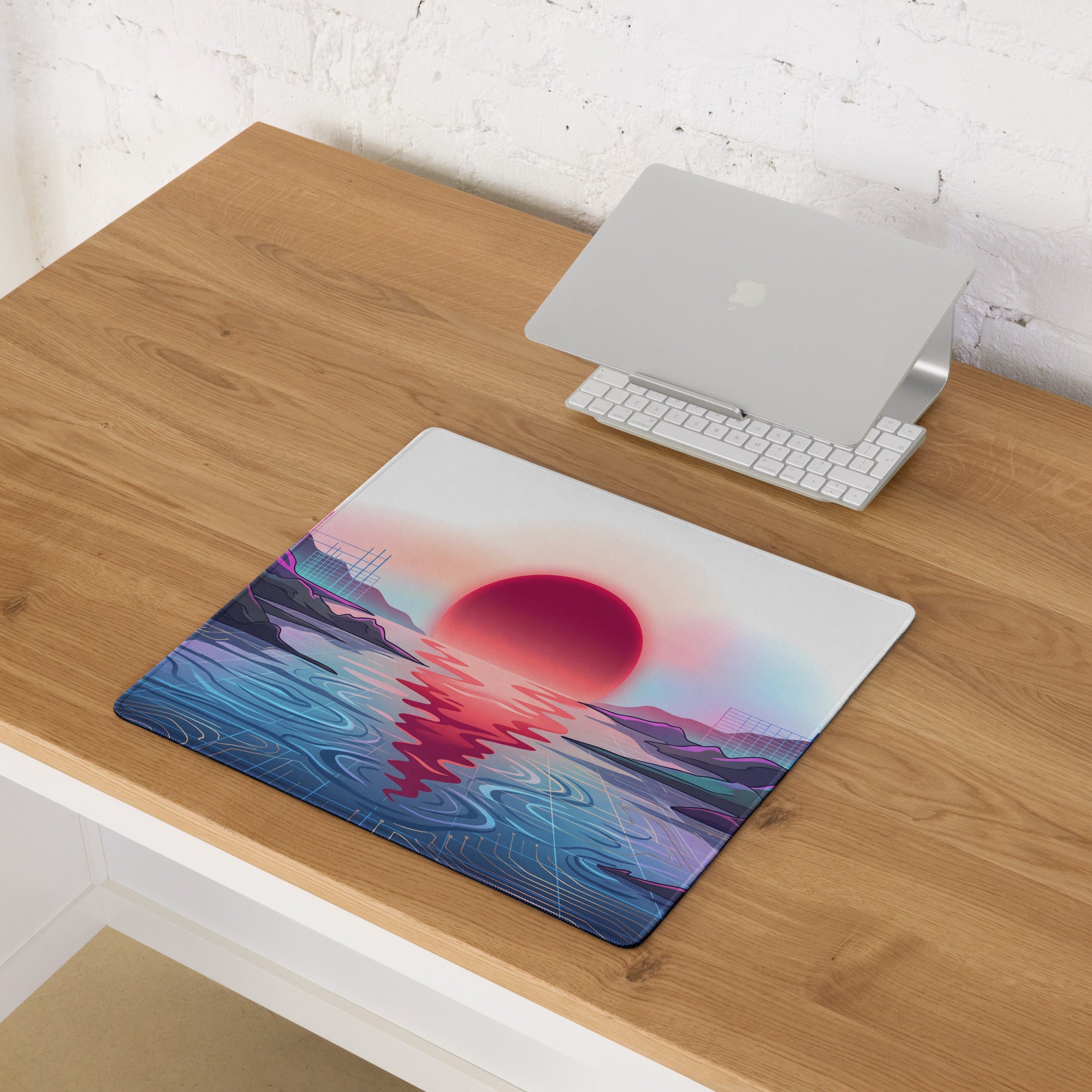 Vaporwave Neon Gaming Mouse Pad - Gaming Mouse Pad Neon Pink Purple Blue Desk Vaporwave Dreamy Nostalgia Aesthetic