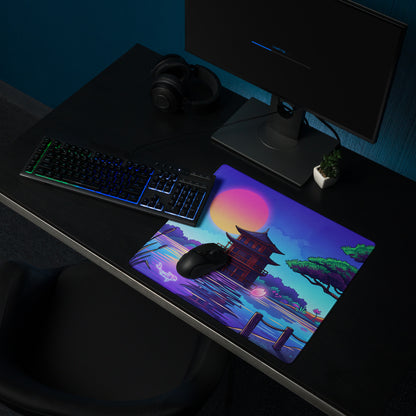 Vaporwave Sunset Gaming Pad - Gaming Mouse Pad Pink Purple Vaporwave Dreamy Neon Mood Retro Futurism Digital Art