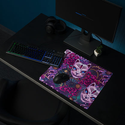 Neon Vaporwave Masks Mouse Pad - Mouse Pad Neon Pink Purple Desktop Gaming Vaporwave Dreamy Mood Retro Digital Art