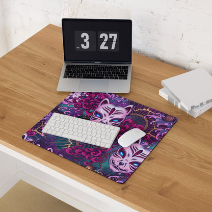 Neon Vaporwave Masks Mouse Pad - Mouse Pad Neon Pink Purple Desktop Gaming Vaporwave Dreamy Mood Retro Digital Art