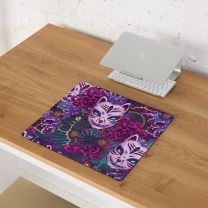 Neon Vaporwave Masks Mouse Pad - Mouse Pad Neon Pink Purple Desktop Gaming Vaporwave Dreamy Mood Retro Digital Art