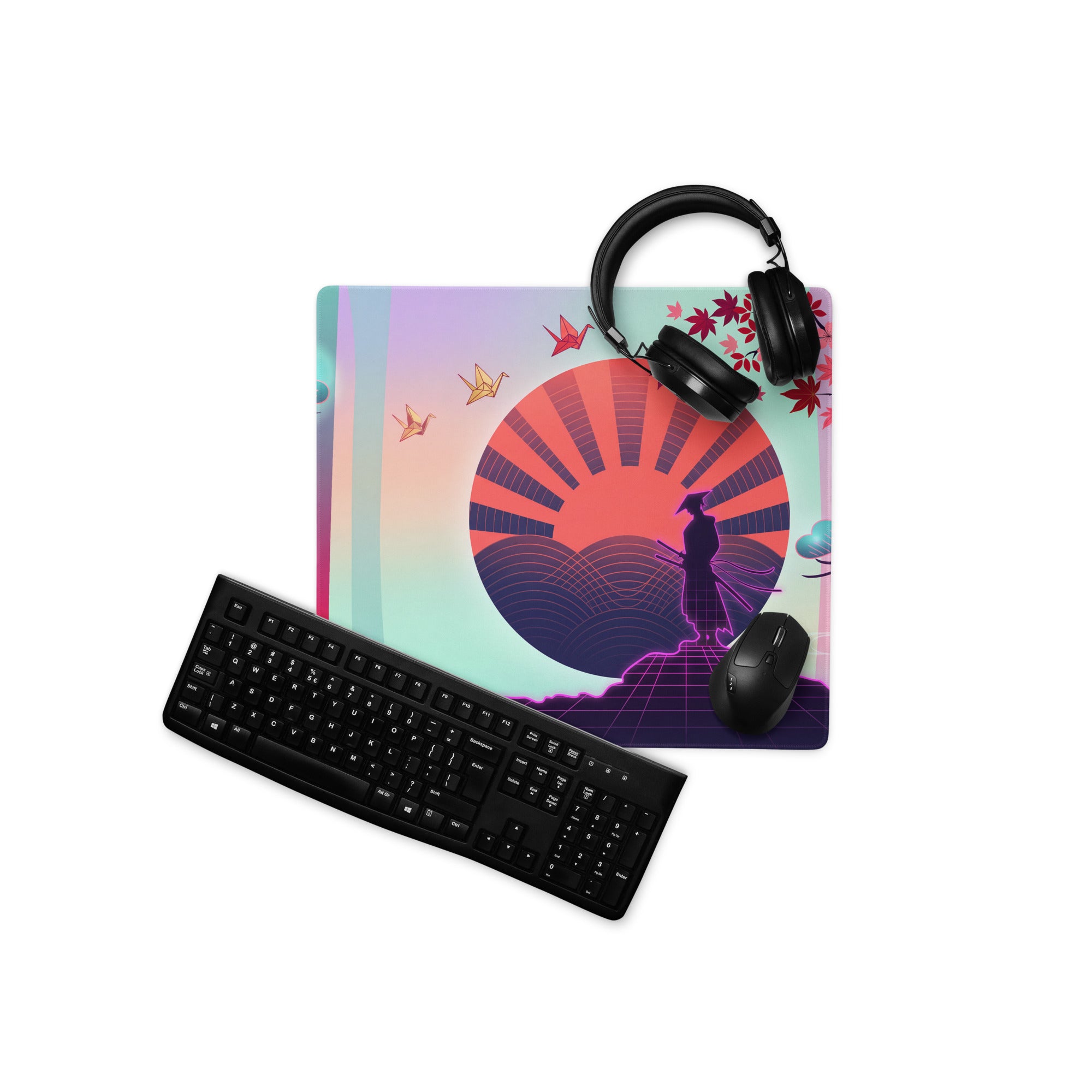 Vaporwave Neon City Mouse Pad - Vaporwave Mouse Pad Pink Cyan Purple Desk Retro Style Dreamy Mood Non Slip