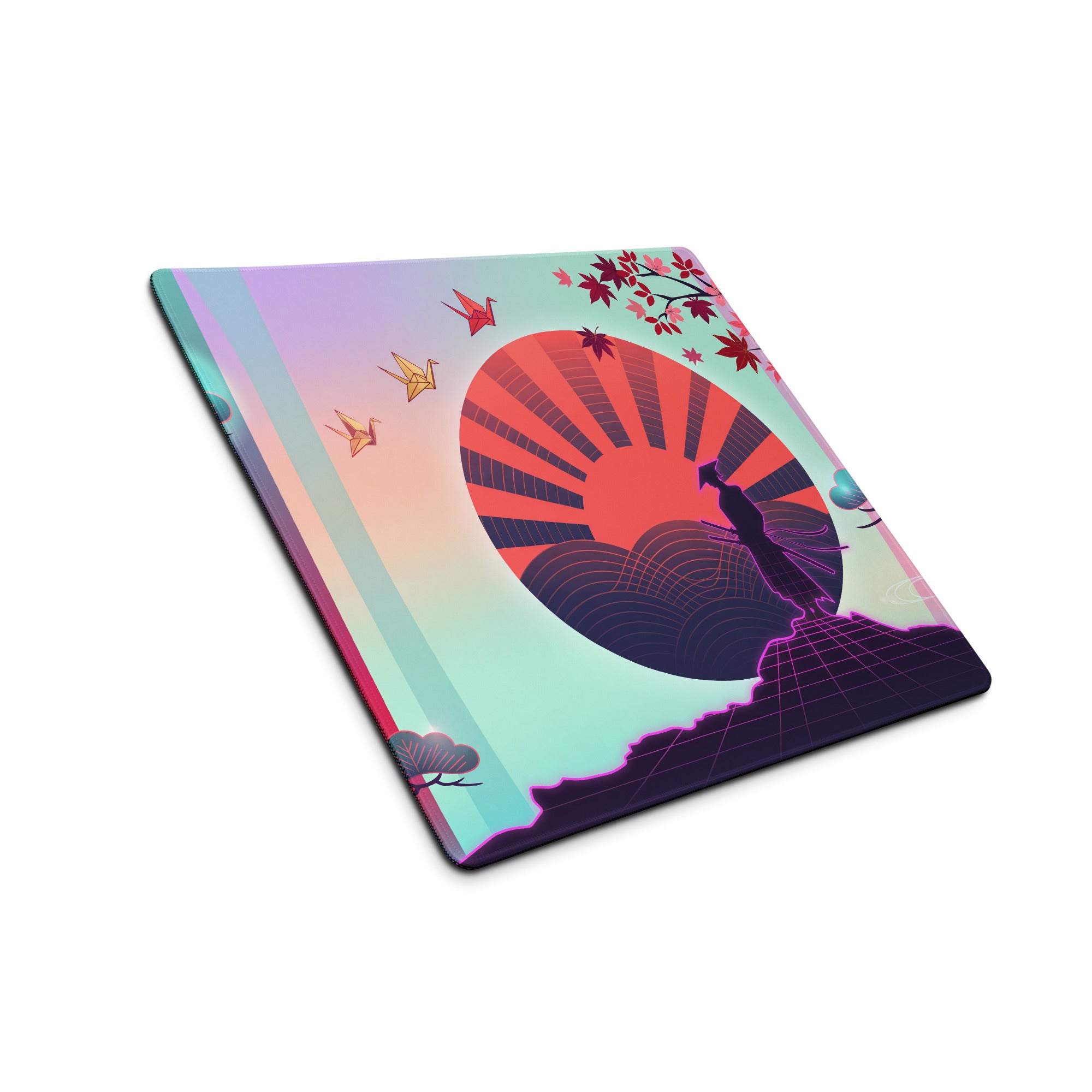 Vaporwave Neon City Mouse Pad - Vaporwave Mouse Pad Pink Cyan Purple Desk Retro Style Dreamy Mood Non Slip