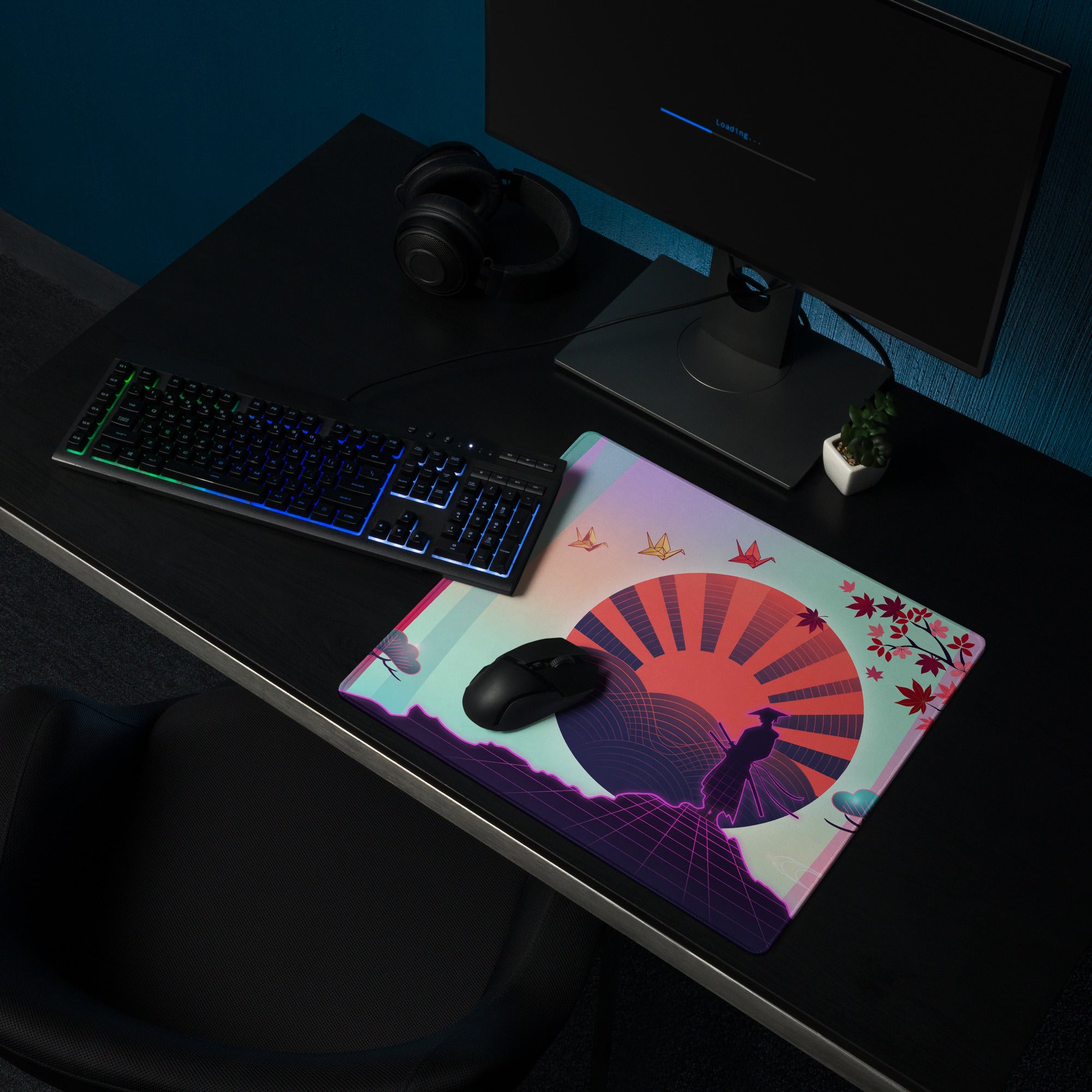 Vaporwave Neon City Mouse Pad - Vaporwave Mouse Pad Pink Cyan Purple Desk Retro Style Dreamy Mood Non Slip