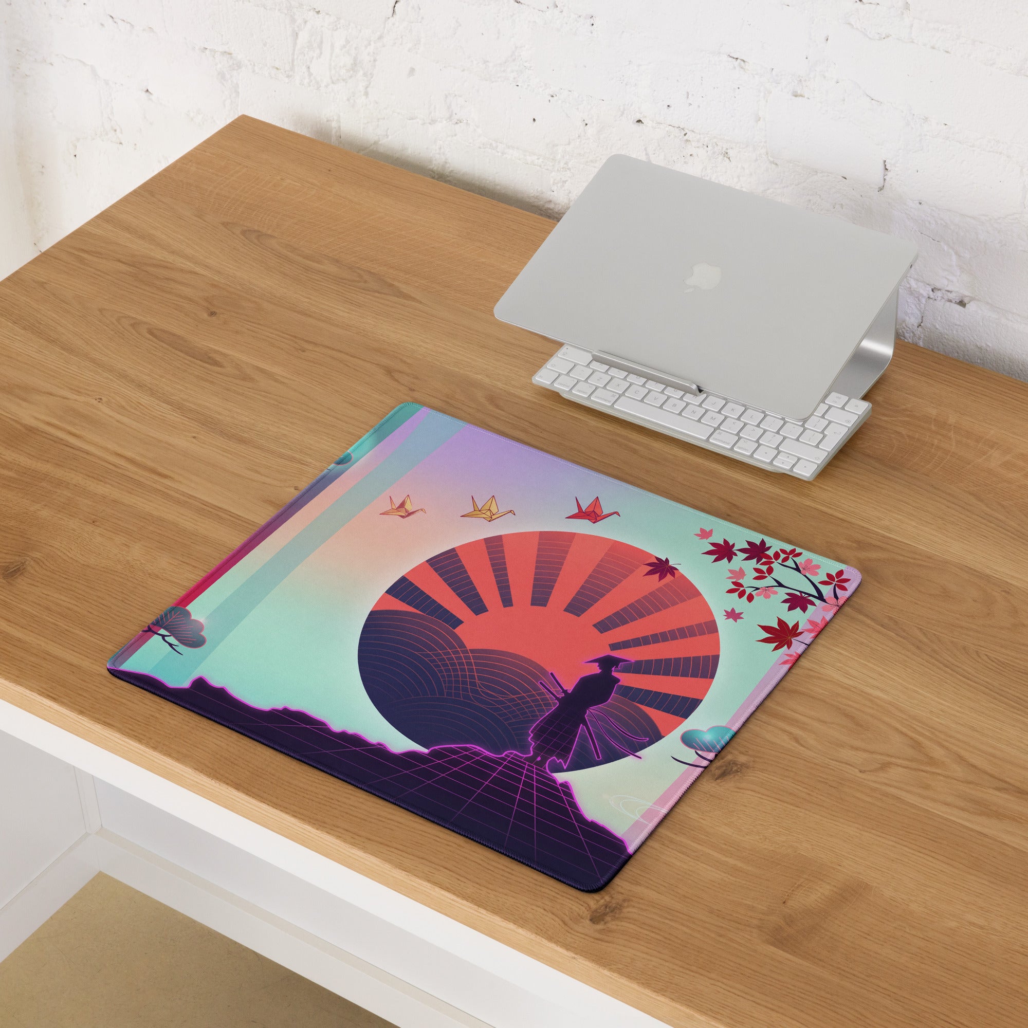 Vaporwave Neon City Mouse Pad - Vaporwave Mouse Pad Pink Cyan Purple Desk Retro Style Dreamy Mood Non Slip