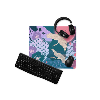 Vaporwave Floral Desk Pad - Gaming Mouse Pad Purple Teal Vaporwave Retro Mood Synthwave Desk Accessory Digital Art