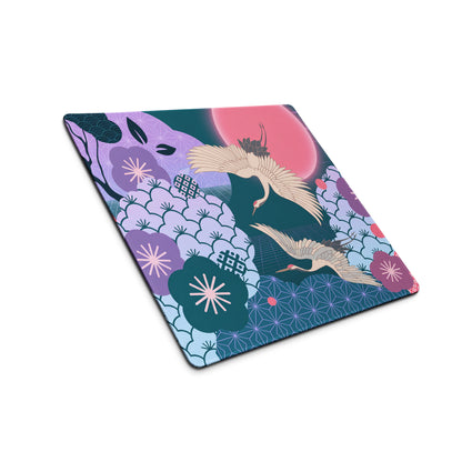 Vaporwave Floral Desk Pad - Gaming Mouse Pad Purple Teal Vaporwave Retro Mood Synthwave Desk Accessory Digital Art