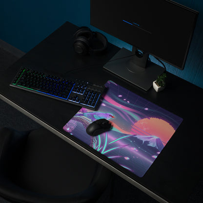 Vaporwave Sunset Neon Mouse Pad - Gaming Mouse Pad Purple Pink Teal Desk Dreamy Retro Futurism Esports Pad Digital Art