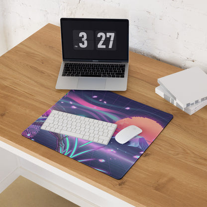 Vaporwave Sunset Neon Mouse Pad - Gaming Mouse Pad Purple Pink Teal Desk Dreamy Retro Futurism Esports Pad Digital Art