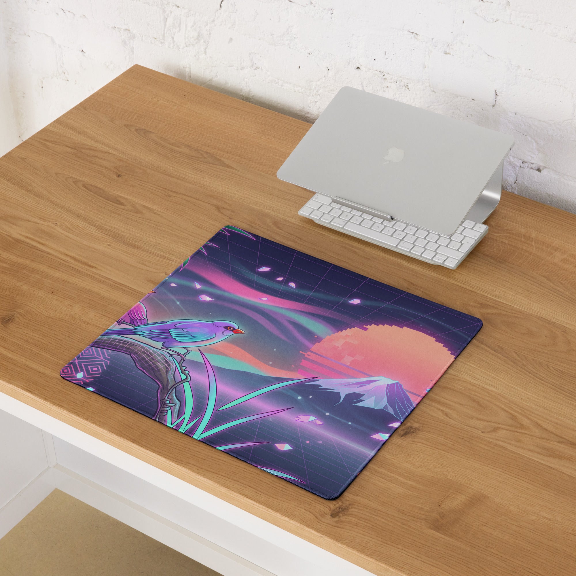 Vaporwave Sunset Neon Mouse Pad - Gaming Mouse Pad Purple Pink Teal Desk Dreamy Retro Futurism Esports Pad Digital Art