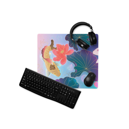 Vaporwave Koi Mouse Pad - Mouse Pad Pink Purple Gradient Gaming Desk Vaporwave Dreamy Mood Neon Aesthetic Gaming Print