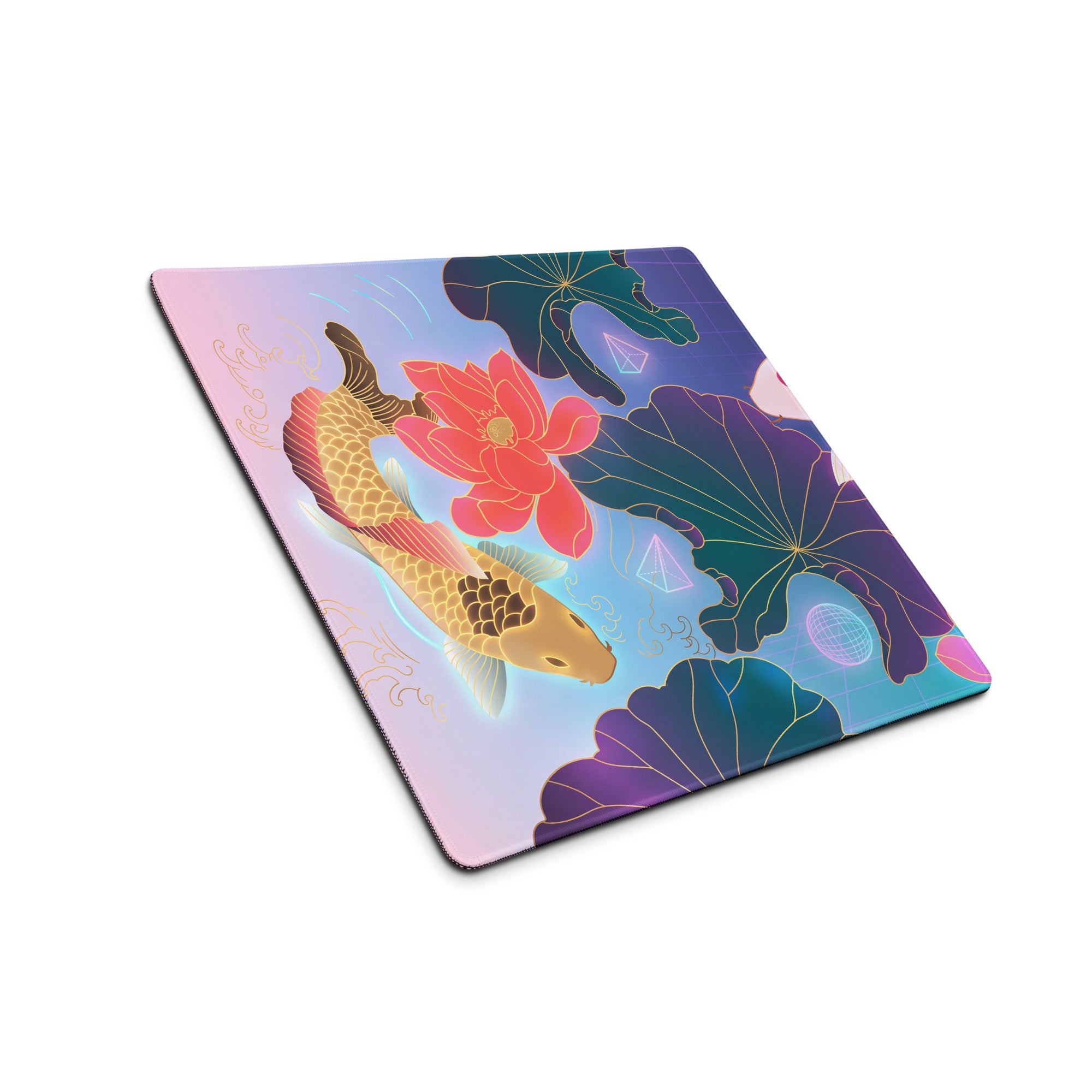 Vaporwave Koi Mouse Pad - Mouse Pad Pink Purple Gradient Gaming Desk Vaporwave Dreamy Mood Neon Aesthetic Gaming Print