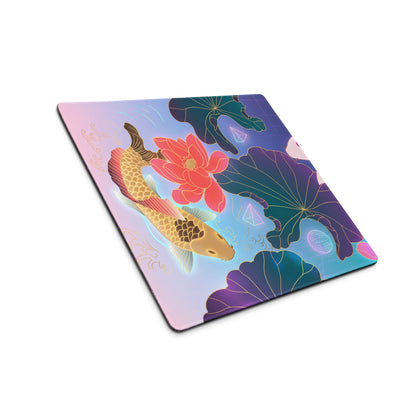 Vaporwave Koi Mouse Pad - Mouse Pad Pink Purple Gradient Gaming Desk Vaporwave Dreamy Mood Neon Aesthetic Gaming Print