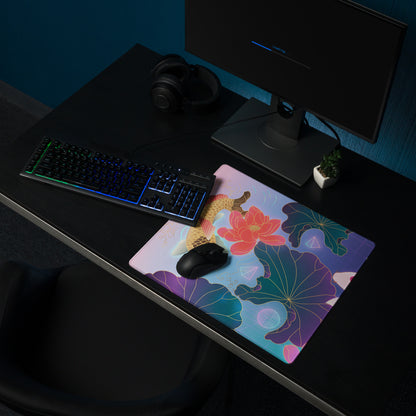 Vaporwave Koi Mouse Pad - Mouse Pad Pink Purple Gradient Gaming Desk Vaporwave Dreamy Mood Neon Aesthetic Gaming Print