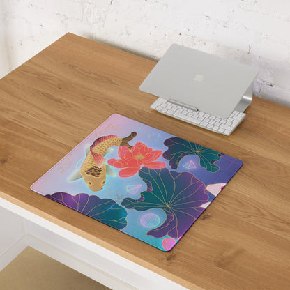 Vaporwave Koi Mouse Pad - Mouse Pad Pink Purple Gradient Gaming Desk Vaporwave Dreamy Mood Neon Aesthetic Gaming Print