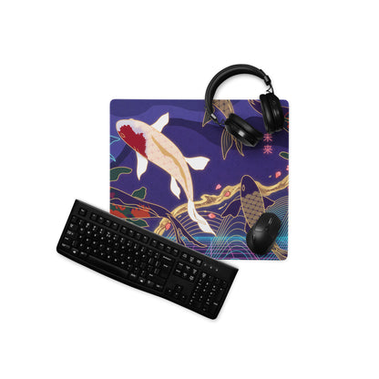 Vaporwave Koi Mouse Pad - Mouse Pad Purple Blue Gold Gaming Vaporwave Mood Nostalgic Neon Minimalist Niche DeskMat Art