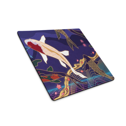 Vaporwave Koi Mouse Pad - Mouse Pad Purple Blue Gold Gaming Vaporwave Mood Nostalgic Neon Minimalist Niche DeskMat Art