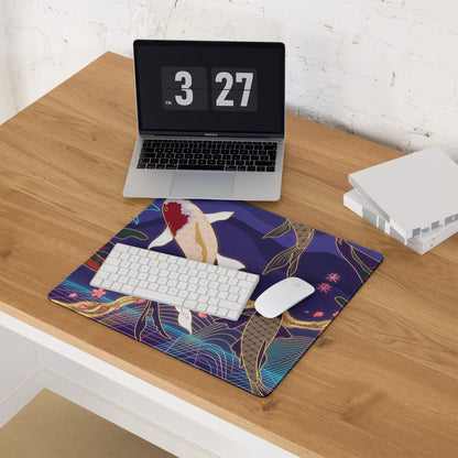 Vaporwave Koi Mouse Pad - Mouse Pad Purple Blue Gold Gaming Vaporwave Mood Nostalgic Neon Minimalist Niche DeskMat Art