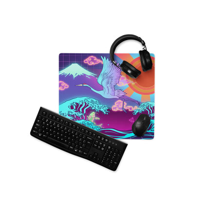 Vaporwave Neon Desk Mat - Vaporwave Mouse Pad Purple Pink Desk Synthwave Energetic Neo Retro Digital Art