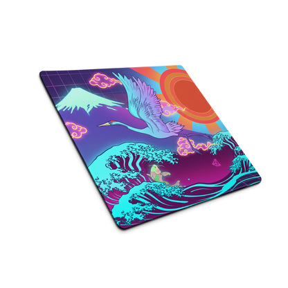 Vaporwave Neon Desk Mat - Vaporwave Mouse Pad Purple Pink Desk Synthwave Energetic Neo Retro Digital Art