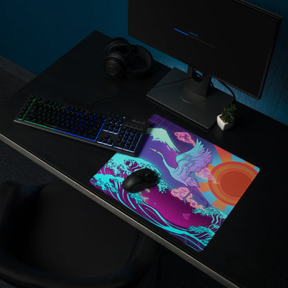 Vaporwave Neon Desk Mat - Vaporwave Mouse Pad Purple Pink Desk Synthwave Energetic Neo Retro Digital Art