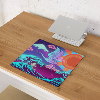 Vaporwave Neon Desk Mat - Vaporwave Mouse Pad Purple Pink Desk Synthwave Energetic Neo Retro Digital Art