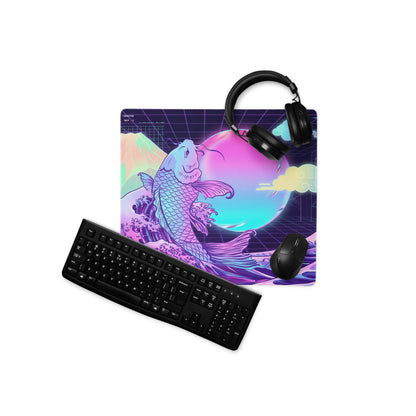 Vaporwave Koi Neon Mouse Pad - Koi Neon Purple Pink Teal Desk Vaporwave Dreamy Neon Mood Vaporwave Digital Art