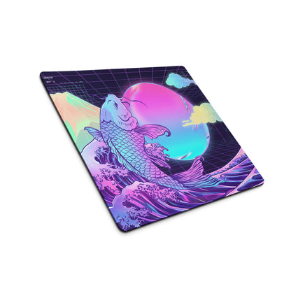 Vaporwave Koi Neon Mouse Pad - Koi Neon Purple Pink Teal Desk Vaporwave Dreamy Neon Mood Vaporwave Digital Art