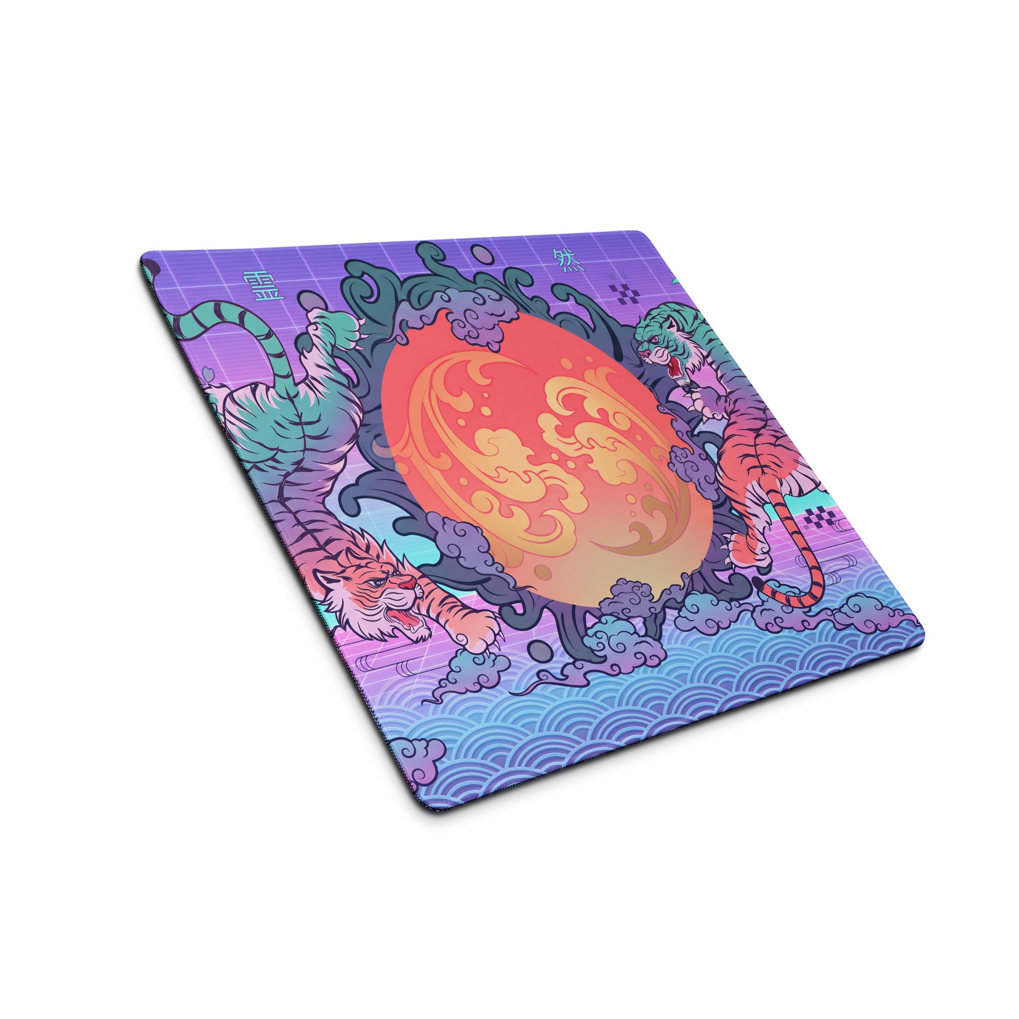 Vaporwave Dragon Neon Mouse Pad - Mouse Pad Purple Pink Teal For Gaming Neon Mood Retro Futurism Digital Art