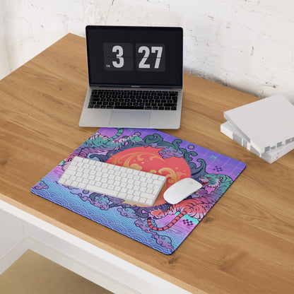 Vaporwave Dragon Neon Mouse Pad - Mouse Pad Purple Pink Teal For Gaming Neon Mood Retro Futurism Digital Art