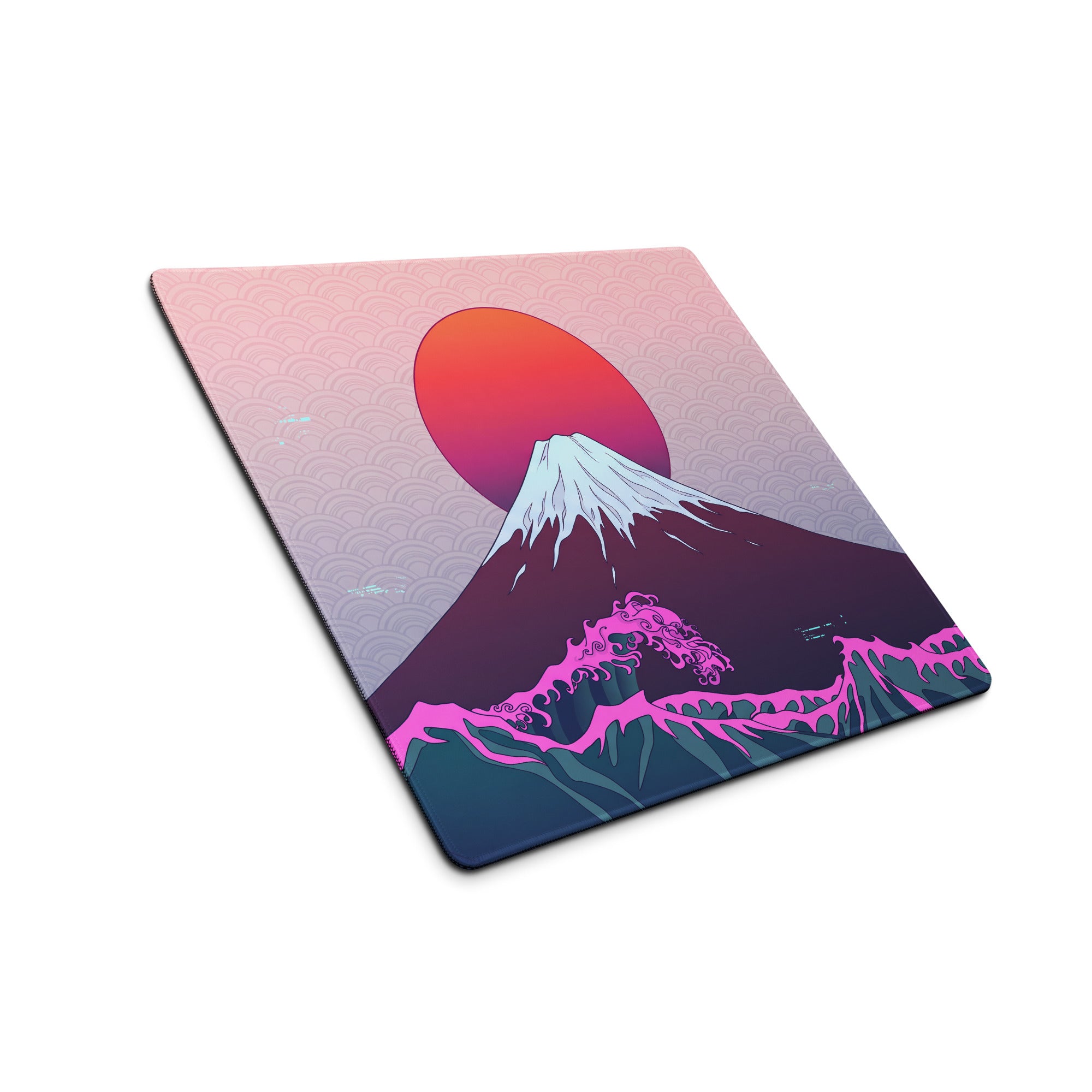Vaporwave Fuji Desk Mat - Fuji Pink Purple Desk Setup Vaporwave Dreamy Neon Retro Futurism Gaming Mat Digital Art