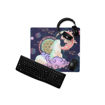 Neon Vaporwave Gaming Pad - Gaming Mouse Pad Navy Purple Desk Vaporwave Dreamy Neon Glow Synthwave Desk Mat Digital Art