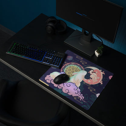 Neon Vaporwave Gaming Pad - Gaming Mouse Pad Navy Purple Desk Vaporwave Dreamy Neon Glow Synthwave Desk Mat Digital Art