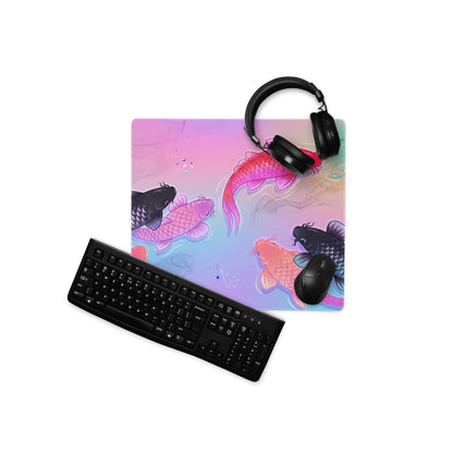 Vaporwave Koi Neon Mouse Pad - Koi Pink Purple Mouse Pad Vaporwave Dreamy Neon Retro Futurism Mouse Pad Digital Art