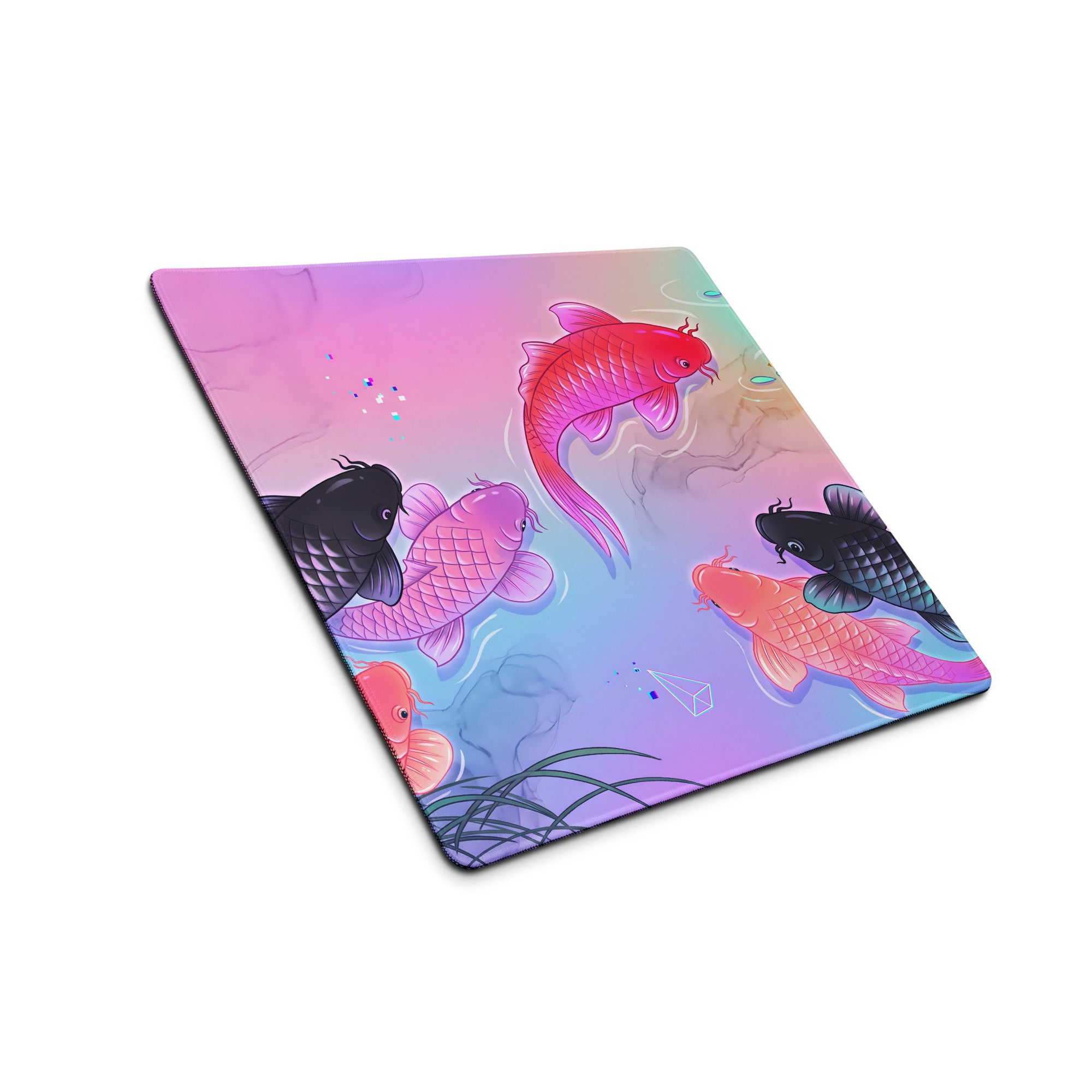 Vaporwave Koi Neon Mouse Pad - Koi Pink Purple Mouse Pad Vaporwave Dreamy Neon Retro Futurism Mouse Pad Digital Art