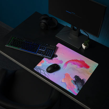 Vaporwave Koi Neon Mouse Pad - Koi Pink Purple Mouse Pad Vaporwave Dreamy Neon Retro Futurism Mouse Pad Digital Art