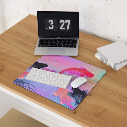 Vaporwave Koi Neon Mouse Pad - Koi Pink Purple Mouse Pad Vaporwave Dreamy Neon Retro Futurism Mouse Pad Digital Art