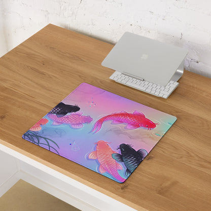 Vaporwave Koi Neon Mouse Pad - Koi Pink Purple Mouse Pad Vaporwave Dreamy Neon Retro Futurism Mouse Pad Digital Art