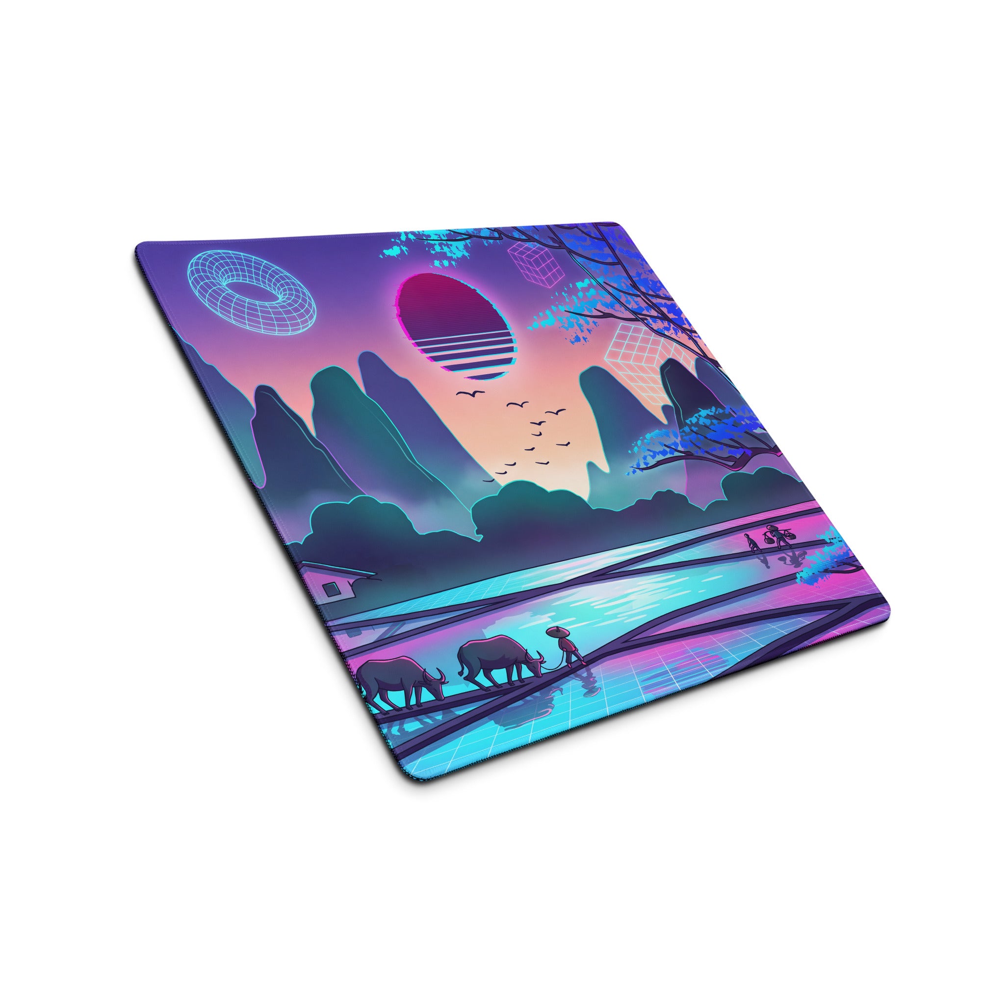 Vaporwave Neon Sunset Mouse Pad - Mouse Pad Neon Pink Purple Desk Vaporwave Mood Neon Retro Futurism Digital