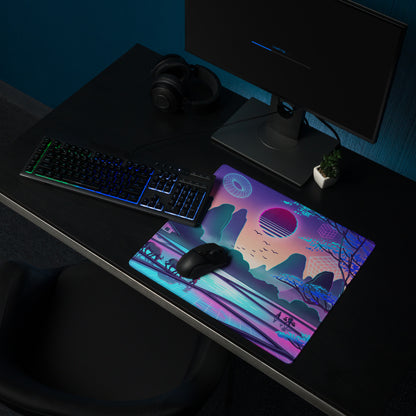 Vaporwave Neon Sunset Mouse Pad - Mouse Pad Neon Pink Purple Desk Vaporwave Mood Neon Retro Futurism Digital